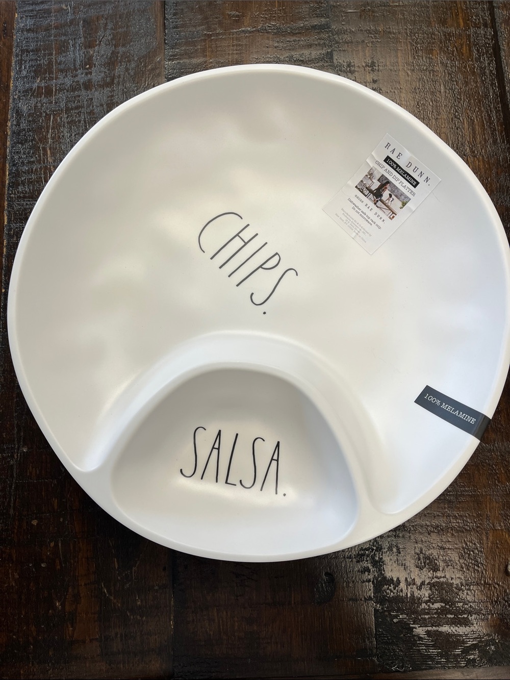 Rae Dunn White Chips & Salsa Dip Serving Plater